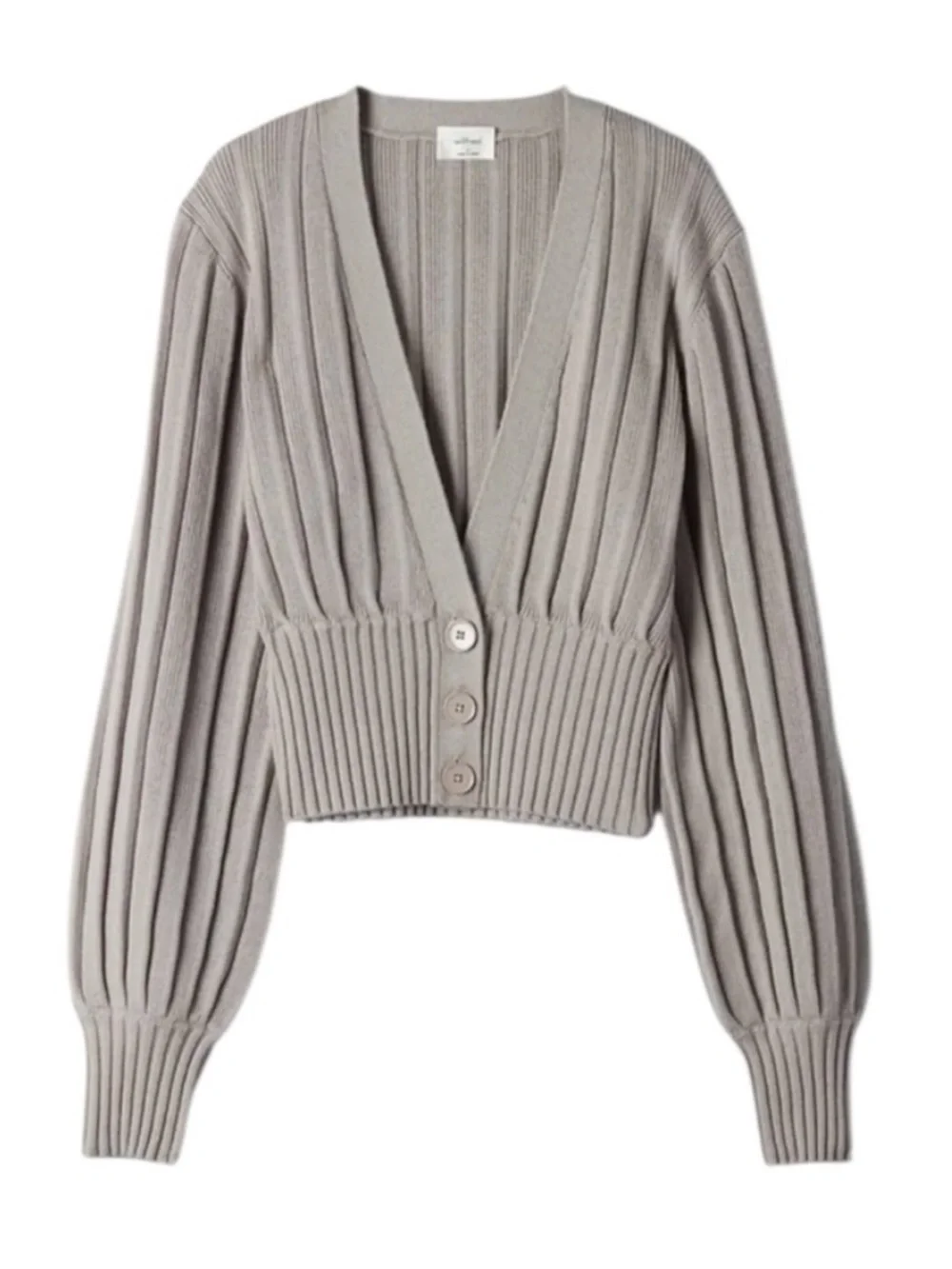 Aritzia Wilfred Plunge Front Cropped Merino Wool Cardigan  in Gray Size Small